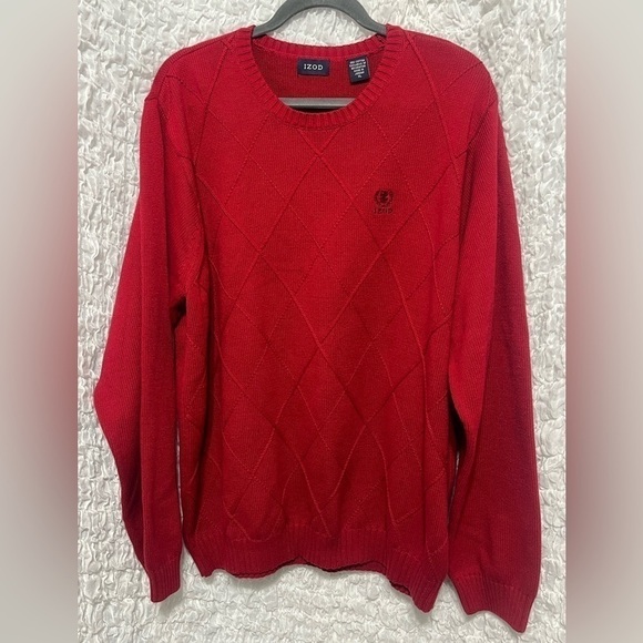 IZOD MENS WINDOWPANE COTTON CREWNECK SWEATER SIZE XL - Picture 1 of 6